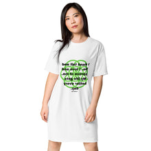 Load image into Gallery viewer, Round Shoulders, Spinal Curvature healing message T-shirt dress
