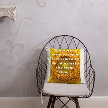 Load image into Gallery viewer, Whatever I need to know is revealed to me at exactly the right time basic Pillow
