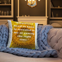 Load image into Gallery viewer, Whatever I need to know is revealed to me at exactly the right time basic Pillow
