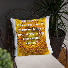 Load image into Gallery viewer, Whatever I need to know is revealed to me at exactly the right time basic Pillow

