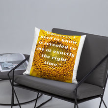Load image into Gallery viewer, Whatever I need to know is revealed to me at exactly the right time basic Pillow

