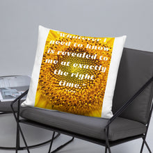 Load image into Gallery viewer, Whatever I need to know is revealed to me at exactly the right time basic Pillow
