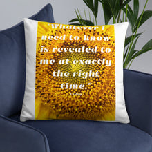 Load image into Gallery viewer, Whatever I need to know is revealed to me at exactly the right time basic Pillow
