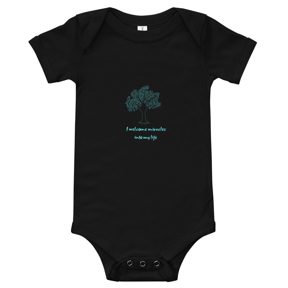 I welcome miracles into my life baby short sleeve one piece